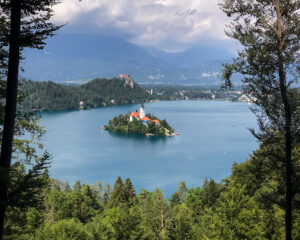Blick zur Marieninsel und Burg